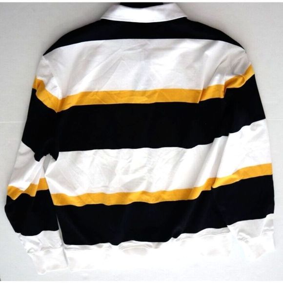 Michael Kors CS250PJ5E2 Mens Sz M Butter Multi Striped L/S Rugby Polo Shirt $128 - Picture 10 of 12